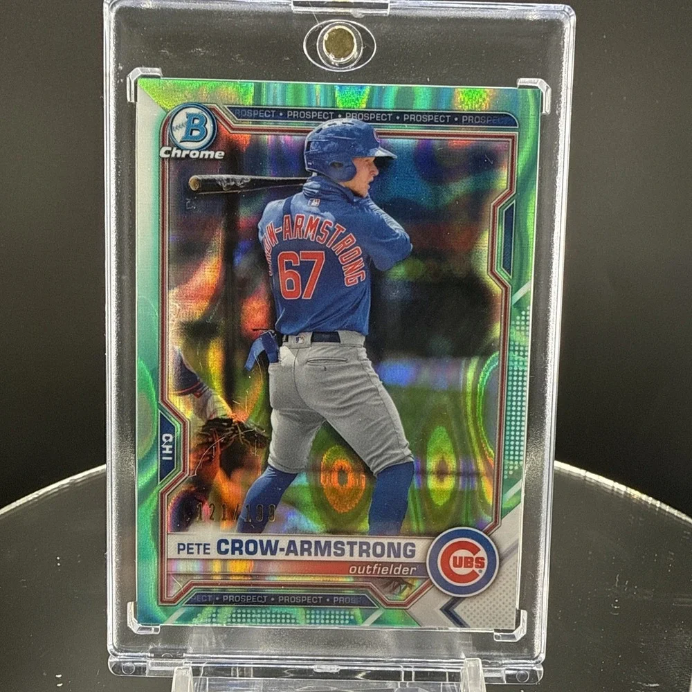 Pete Crow-Armstrong 2021 Bowman Chrome Aqua Lava Refractor Prospect /199